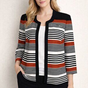 Studio One New York Women’s Striped Open Front Jacket Blazer Size 14W